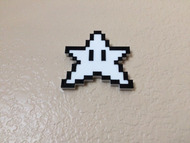 mario star-two color 2d art 8-bit nintendo pixel star wars 3D print model - Mito3D