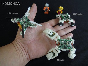 momonga robotics arduino bluetooth car drone gesture legs quadruped sensor servo spider tiny walker 3d print model - Mito3D