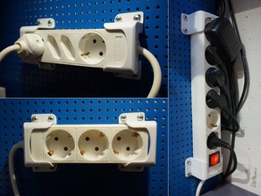 power-strip-mount pegboard Schreibtisch an der Wand montiert - Organisation euro-Stecker peg-board Steckdose 3d print model - Mito3D
