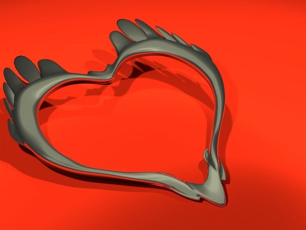dragon kiss bijoux amulette cœur collier argent 3D print model - Mito3D