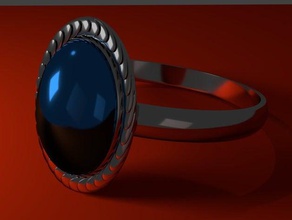 ring flesnor rings blue jewelry shiny silver 3d print model - Mito3D