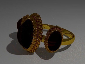 tribus cor leonis anel anéis ouro coração jóias leão vermelho três 3d print model - Mito3D
