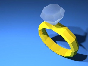 lopoly-Diamant-ring Ringe gold low-poly 3d print model - Mito3D