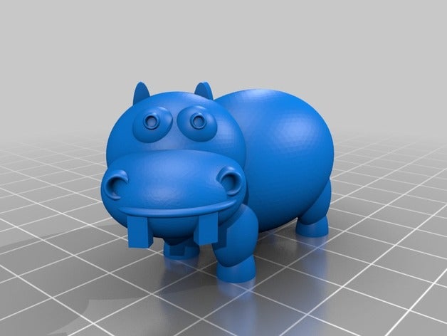 lindo hipopótamo a los animales fácil de impresión la grasa figura estatuilla feliz cabeza pequeño juguete 3D print model - Mito3D