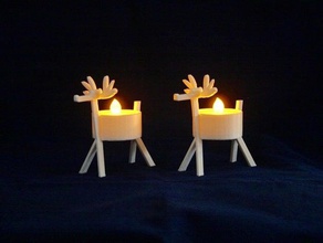 led reindeer tea light holder decor christmas decoration ornament 3d print model - Mito3D