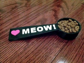 kitty meow comida de colher animais estimação cat gato coração copo medição alimentos para 3d print model - Mito3D