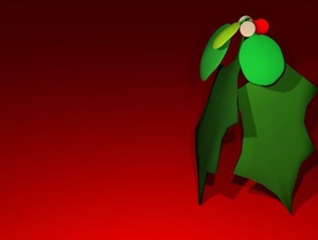 holly mistletoe Dekor die Beeren berry Weihnachten Dekoration grün Kuss Blatt ornament rot weiß 3d print model - Mito3D