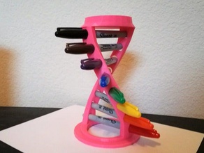 sharpie 8pen helix holder art dna marker office pen remixchallenge stationary 3d print model - Mito3D