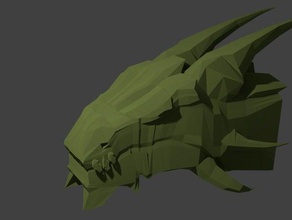 dragon liège tête maintenant lopoly décor génial blender gratuit vert les cornes faible effrayant trophée 3d print model - Mito3D