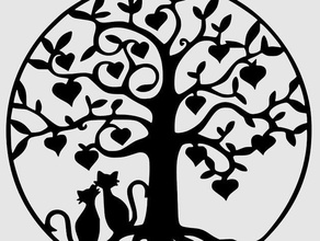 feliz gatos em pingente de árvore a arte pingentes 3d print model - Mito3D