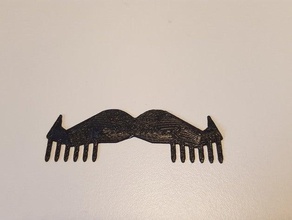 moustache comb bathroom charity kam low poly movember mustache snor 3d print model - Mito3D