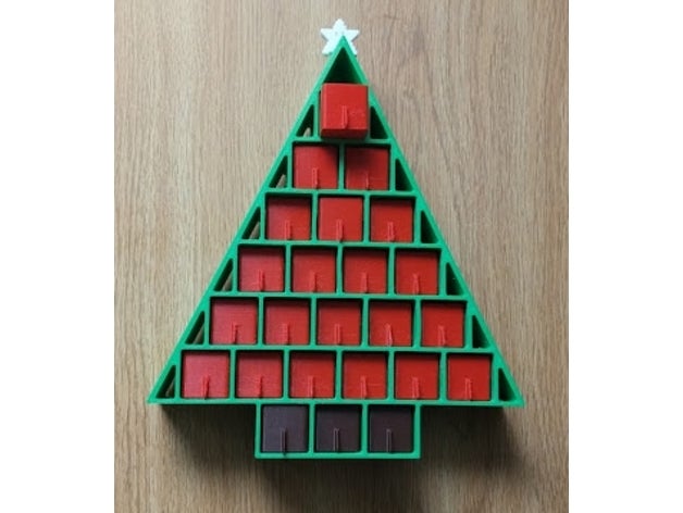 simple advent calendar star decor christmas countdown tree 3D print model - Mito3D