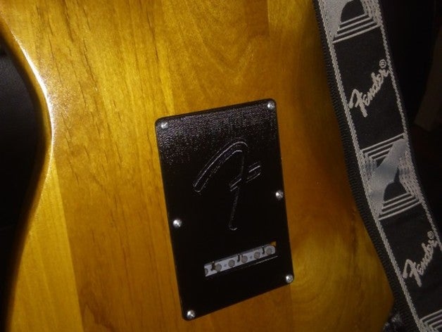 pickguard arri&egravere fender stratocaster avec logo music 3D print model - Mito3D