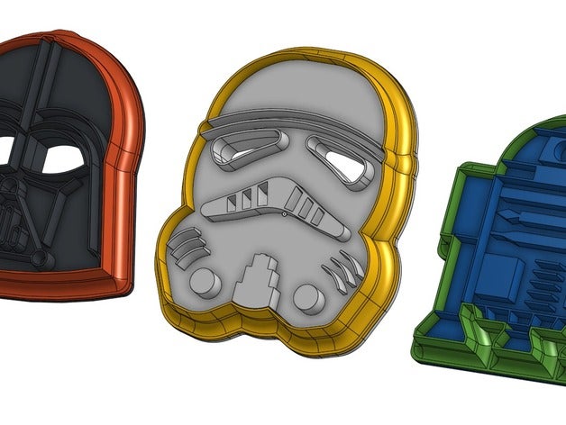 star wars cookie cutters kitchen dining cookiecutter cookies darth vader r2d2 stormtrooper 3D print model - Mito3D