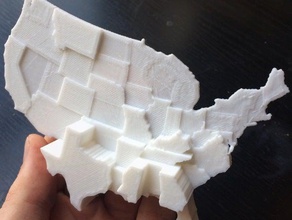 Amerika Birleşik Devletleri öğrenme 3d harita Amerikan tarihi özelleştirilmiş veri görselleştirme istatistikler ABD 3d print model - Mito3D
