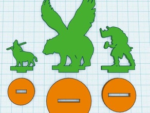 la silueta de minis conjunto 5 gnomeboar alado oso rhinoman los juguetes juegos 3d print model - Mito3D