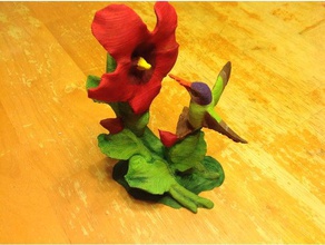 Kolibri Hibiskus wsupports-remix Kunst remixchallenge Dekor Blume statue 3d print model - Mito3D