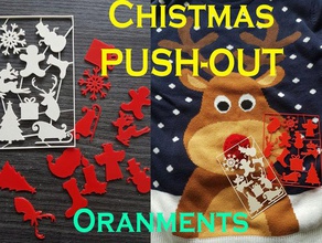 christmas push-out ornaments two-sizes decor decoration ornament trees easy print merry pin out push rendier santa snap snowflake two size xmas decorations tree 3d print model - Mito3D