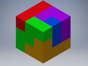 5 part puzzle cube engineering 3d print model - Mito3D
