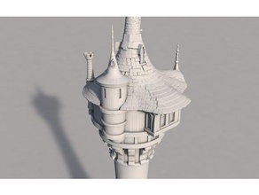 tangled torre edifícios estruturas castelo disney o cabelo parapeito prisão rapunzel 3d print model - Mito3D