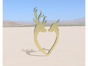 deer couple heart necklace fashion necklaces valentine valentines day 3d print model - Mito3D