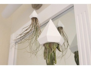 air plant holder decor faceted hanging low poly pot pyramid 3d print model - Mito3D