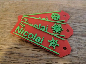 gift tag snowflake signs logos christmas costumize holiday holidays openscad random til og fra kort card 3d print model - Mito3D