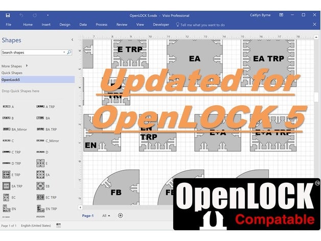 openlock 5 tesselation visio-Schablone Spielsets 3D print model - Mito3D