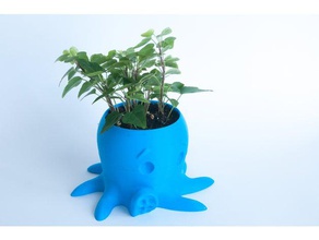 octopus planter outdoor garden cute easy flower funny pot 3d print model - Mito3D