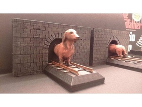 dachshund train tunnel book stand interactive art remixchallenge gate railway 3d print model - Mito3D