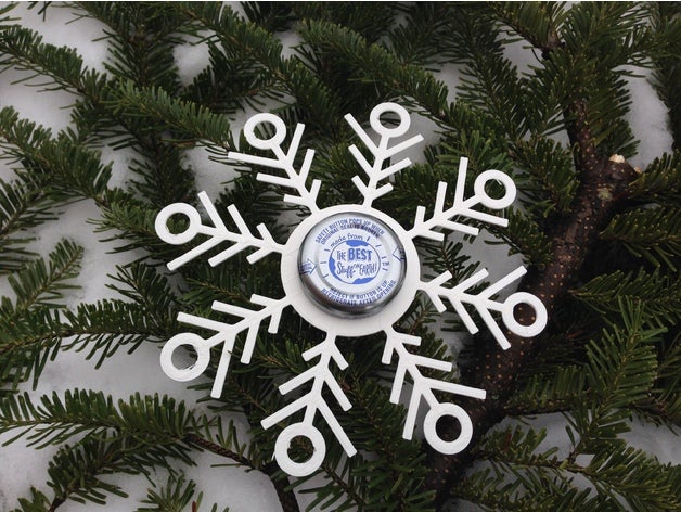 snapple cap snowflake ornament Dekor Weihnachten top 3D print model - Mito3D