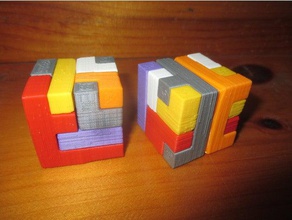 6 piece interlocking cubic puzzle math 3d print model - Mito3D