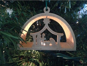 natividade manjedoura ornamento decoração natal enfeite de árvore half dome férias jesus joseph maria 3d print model - Mito3D