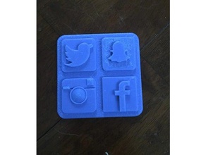 aplicação de cartão 2d a arte aplicativos facebook instagram snapchat twitter 3d print model - Mito3D