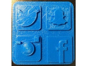 medios de comunicación social arte en 2d facebook instagram snapchat logotipo twitter 3d print model - Mito3D