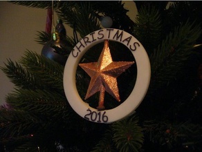 estrella de navidad 2016 dos piezas decoración la decoraciones adorno árbol topper 3d print model - Mito3D