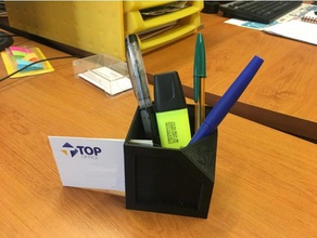 penna titolare del cubo office carte visite crayon il design scrivania portapenne stylo biglietto da visita 3d print model - Mito3D