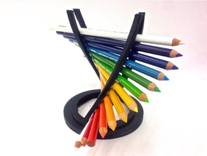 helix pencil holder open path art tools cool dna rainbow remix remixchallenge 3d print model - Mito3D
