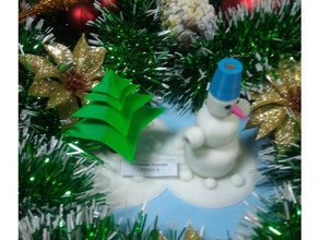 la navidad de escena las esculturas cristmastree muñeco nieve 3d print model - Mito3D