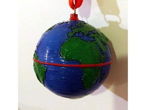 el planeta tierra chuchería decoración de navidad la mundo mapa en relieve 3d print model - Mito3D