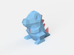 low-poly totodile dual extrusion version toys games bulbasaur charmander chikorita color console cyndaquil faceted game boy gameboy geek minimal nintendo pikachu pokemon retro squirtle videogame 3d print model - Mito3D