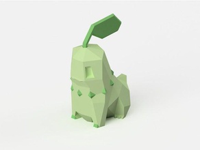 low-poly chikorita dual extrusion version toys games bulbasaur charmander facet faceted game boy gameboy geek low poly minimal nintendo pokemon retro squirtle 3d print model - Mito3D