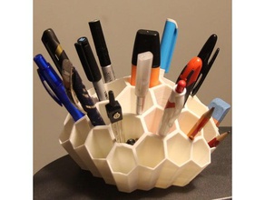 honeycomb desk organizer office bees hexagon openscad pen holder 3d print model - Mito3D