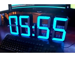 xl 7-segments digital clockthermometer diy wall clock 3d print model - Mito3D