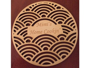 trivet seigaiha engraving area kitchen dining lasercut mothers day pattern wood 3d print model - Mito3D