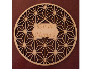 trivet asanoha engraving area kitchen dining lasercut mothers day pattern wood 3d print model - Mito3D