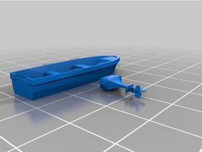 simple bote fuera de borda juguete juego accesorios las miniaturas modelo ferrocarril wargaming 3d print model - Mito3D