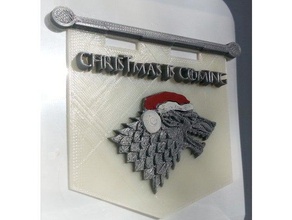 house stark christmas banner signs logos decoration direwolf game thrones seasonal snow 3d print model - Mito3D