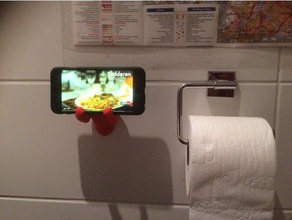tough toilet guy gadgets iphone stand phone holder remixchallenge wall mount mounted 3d print model - Mito3D