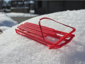 little red sled art christmas hannukah skis sledding snow snowflake winter 3d print model - Mito3D